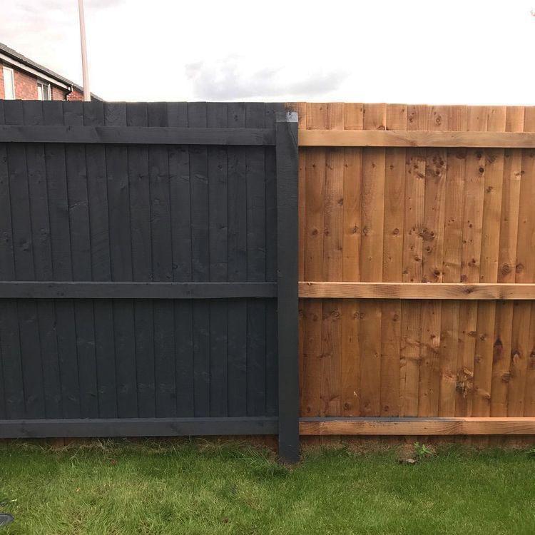 Before and after fence painting transformation